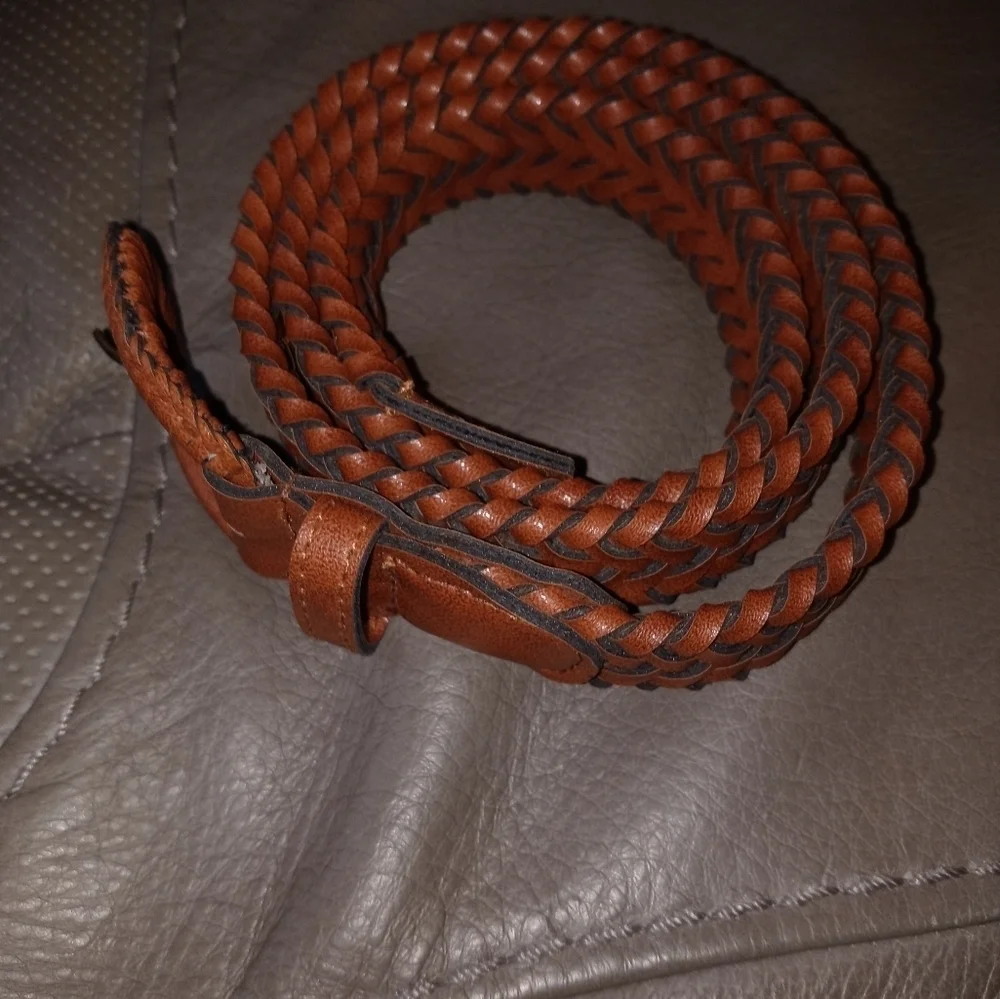 Women's Brown Braided Faux Leather Western Style Rodeo Belt 32